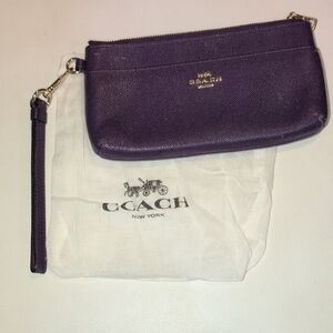 Coach Elegant Purple Wristlet & Dust Bag